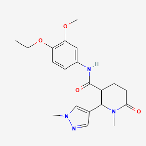 N-(4-ethoxy-3-methoxyphenyl)-1-methyl-2-(1-methylpyrazol-4-yl)-6-oxopiperidine-3-carboxamide