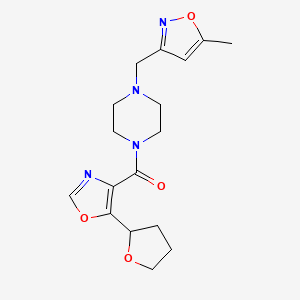 [4-[(5-Methyl-1,2-oxazol-3-yl)methyl]piperazin-1-yl]-[5-(oxolan-2-yl)-1,3-oxazol-4-yl]methanone