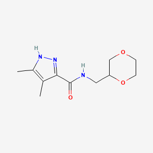 N-(1,4-dioxan-2-ylmethyl)-4,5-dimethyl-1H-pyrazole-3-carboxamide