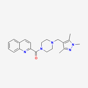 molecular formula C21H25N5O B7178450 Quinolin-2-yl-[4-[(1,3,5-trimethylpyrazol-4-yl)methyl]piperazin-1-yl]methanone 