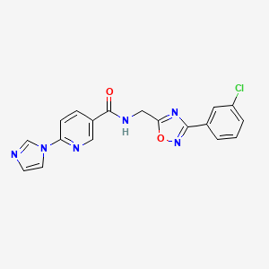 N-[[3-(3-chlorophenyl)-1,2,4-oxadiazol-5-yl]methyl]-6-imidazol-1-ylpyridine-3-carboxamide