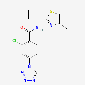 2-chloro-N-[1-(4-methyl-1,3-thiazol-2-yl)cyclobutyl]-4-(tetrazol-1-yl)benzamide