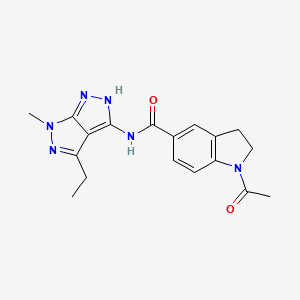 1-acetyl-N-(4-ethyl-6-methyl-2H-pyrazolo[3,4-c]pyrazol-3-yl)-2,3-dihydroindole-5-carboxamide