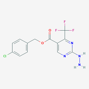 molecular formula C13H10ClF3N4O2 B071834 (4-氯苯基)甲基 2-肼基-4-(三氟甲基)嘧啶-5-羧酸酯 CAS No. 175137-33-4