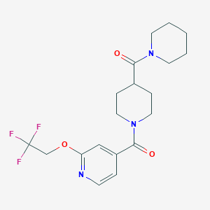 molecular formula C19H24F3N3O3 B7183910 Piperidin-1-yl-[1-[2-(2,2,2-trifluoroethoxy)pyridine-4-carbonyl]piperidin-4-yl]methanone 