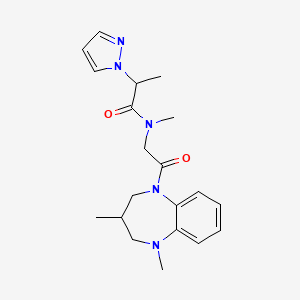 N-[2-(1,3-dimethyl-3,4-dihydro-2H-1,5-benzodiazepin-5-yl)-2-oxoethyl]-N-methyl-2-pyrazol-1-ylpropanamide