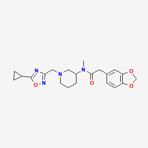 2-(1,3-benzodioxol-5-yl)-N-[1-[(5-cyclopropyl-1,2,4-oxadiazol-3-yl)methyl]piperidin-3-yl]-N-methylacetamide