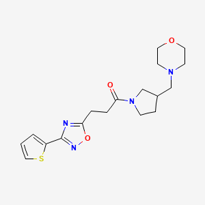 1-[3-(Morpholin-4-ylmethyl)pyrrolidin-1-yl]-3-(3-thiophen-2-yl-1,2,4-oxadiazol-5-yl)propan-1-one