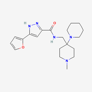 5-(furan-2-yl)-N-[(1-methyl-4-piperidin-1-ylpiperidin-4-yl)methyl]-1H-pyrazole-3-carboxamide