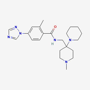 2-methyl-N-[(1-methyl-4-piperidin-1-ylpiperidin-4-yl)methyl]-4-(1,2,4-triazol-1-yl)benzamide