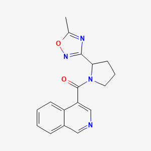 molecular formula C17H16N4O2 B7185819 Isoquinolin-4-yl-[2-(5-methyl-1,2,4-oxadiazol-3-yl)pyrrolidin-1-yl]methanone 