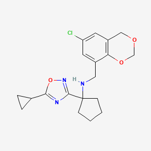 N-[(6-chloro-4H-1,3-benzodioxin-8-yl)methyl]-1-(5-cyclopropyl-1,2,4-oxadiazol-3-yl)cyclopentan-1-amine