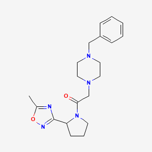 2-(4-Benzylpiperazin-1-yl)-1-[2-(5-methyl-1,2,4-oxadiazol-3-yl)pyrrolidin-1-yl]ethanone