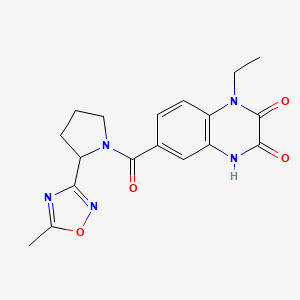 4-ethyl-7-[2-(5-methyl-1,2,4-oxadiazol-3-yl)pyrrolidine-1-carbonyl]-1H-quinoxaline-2,3-dione