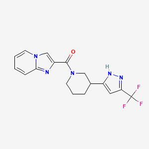 molecular formula C17H16F3N5O B7185943 imidazo[1,2-a]pyridin-2-yl-[3-[3-(trifluoromethyl)-1H-pyrazol-5-yl]piperidin-1-yl]methanone 