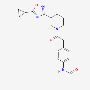 N-[4-[2-[3-(5-cyclopropyl-1,2,4-oxadiazol-3-yl)piperidin-1-yl]-2-oxoethyl]phenyl]acetamide