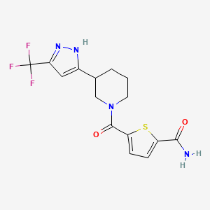 5-[3-[3-(trifluoromethyl)-1H-pyrazol-5-yl]piperidine-1-carbonyl]thiophene-2-carboxamide