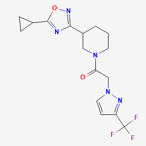 1-[3-(5-Cyclopropyl-1,2,4-oxadiazol-3-yl)piperidin-1-yl]-2-[3-(trifluoromethyl)pyrazol-1-yl]ethanone