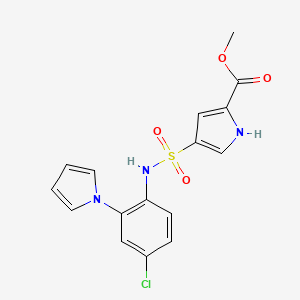 molecular formula C16H14ClN3O4S B7188149 methyl 4-[(4-chloro-2-pyrrol-1-ylphenyl)sulfamoyl]-1H-pyrrole-2-carboxylate 