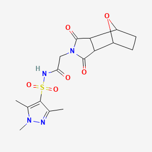 2-(1,3-dioxo-3a,4,5,6,7,7a-hexahydro-4,7-epoxyisoindol-2-yl)-N-(1,3,5-trimethylpyrazol-4-yl)sulfonylacetamide