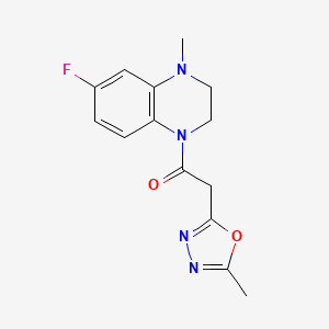 1-(6-Fluoro-4-methyl-2,3-dihydroquinoxalin-1-yl)-2-(5-methyl-1,3,4-oxadiazol-2-yl)ethanone