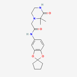 2-(2,2-dimethyl-3-oxopiperazin-1-yl)-N-spiro[1,3-benzodioxole-2,1'-cyclopentane]-5-ylacetamide