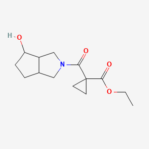 molecular formula C14H21NO4 B7191750 ethyl 1-(4-hydroxy-3,3a,4,5,6,6a-hexahydro-1H-cyclopenta[c]pyrrole-2-carbonyl)cyclopropane-1-carboxylate 