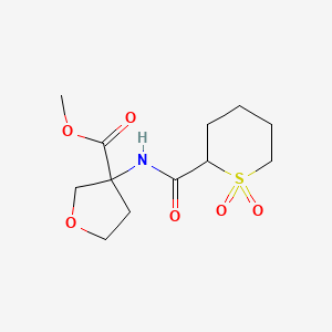 molecular formula C12H19NO6S B7192208 Methyl 3-[(1,1-dioxothiane-2-carbonyl)amino]oxolane-3-carboxylate 