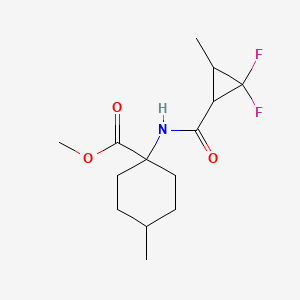 molecular formula C14H21F2NO3 B7195901 Methyl 1-[(2,2-difluoro-3-methylcyclopropanecarbonyl)amino]-4-methylcyclohexane-1-carboxylate 