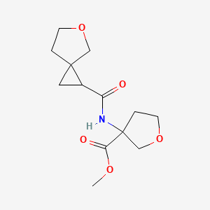 molecular formula C13H19NO5 B7195962 Methyl 3-(5-oxaspiro[2.4]heptane-2-carbonylamino)oxolane-3-carboxylate 