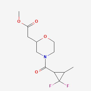 molecular formula C12H17F2NO4 B7196252 Methyl 2-[4-(2,2-difluoro-3-methylcyclopropanecarbonyl)morpholin-2-yl]acetate 