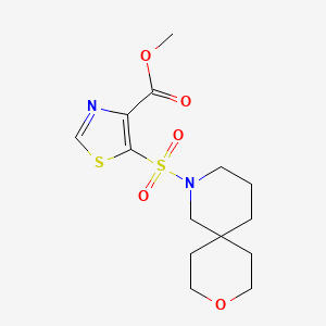 molecular formula C14H20N2O5S2 B7196565 Methyl 5-(9-oxa-2-azaspiro[5.5]undecan-2-ylsulfonyl)-1,3-thiazole-4-carboxylate 