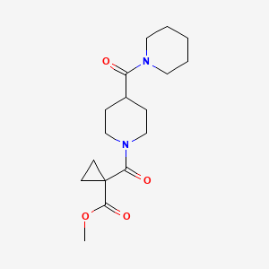 molecular formula C17H26N2O4 B7196877 Methyl 1-[4-(piperidine-1-carbonyl)piperidine-1-carbonyl]cyclopropane-1-carboxylate 