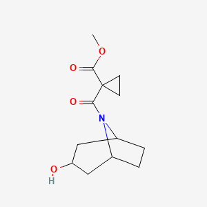 molecular formula C13H19NO4 B7197484 Methyl 1-(3-hydroxy-8-azabicyclo[3.2.1]octane-8-carbonyl)cyclopropane-1-carboxylate 