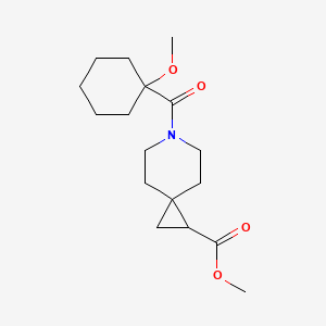 molecular formula C17H27NO4 B7198735 Methyl 6-(1-methoxycyclohexanecarbonyl)-6-azaspiro[2.5]octane-2-carboxylate 