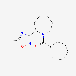 molecular formula C17H25N3O2 B7199113 Cyclohepten-1-yl-[2-(5-methyl-1,2,4-oxadiazol-3-yl)azepan-1-yl]methanone 