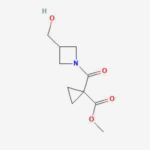 molecular formula C10H15NO4 B7199546 Methyl 1-[3-(hydroxymethyl)azetidine-1-carbonyl]cyclopropane-1-carboxylate 