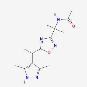 N-[2-[5-[1-(3,5-dimethyl-1H-pyrazol-4-yl)ethyl]-1,2,4-oxadiazol-3-yl]propan-2-yl]acetamide