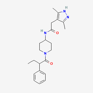 2-(3,5-dimethyl-1H-pyrazol-4-yl)-N-[1-(2-phenylbutanoyl)piperidin-4-yl]acetamide