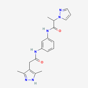 N-[3-[[2-(3,5-dimethyl-1H-pyrazol-4-yl)acetyl]amino]phenyl]-2-pyrazol-1-ylpropanamide