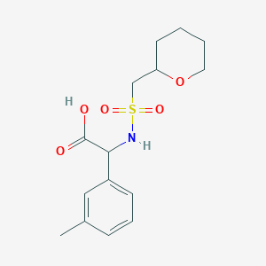 2-(3-Methylphenyl)-2-(oxan-2-ylmethylsulfonylamino)acetic acid