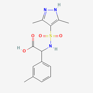 2-[(3,5-dimethyl-1H-pyrazol-4-yl)sulfonylamino]-2-(3-methylphenyl)acetic acid