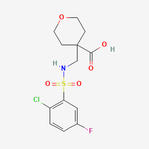 4-[[(2-Chloro-5-fluorophenyl)sulfonylamino]methyl]oxane-4-carboxylic acid