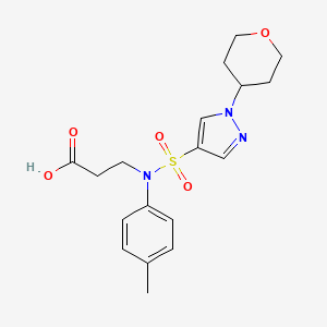 3-(4-methyl-N-[1-(oxan-4-yl)pyrazol-4-yl]sulfonylanilino)propanoic acid