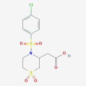 2-[4-(4-Chlorophenyl)sulfonyl-1,1-dioxo-1,4-thiazinan-3-yl]acetic acid