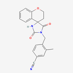 4-[(2',5'-Dioxospiro[2,3-dihydrochromene-4,4'-imidazolidine]-1'-yl)methyl]-3-methylbenzonitrile