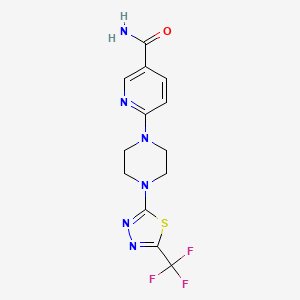 6-[4-[5-(Trifluoromethyl)-1,3,4-thiadiazol-2-yl]piperazin-1-yl]pyridine-3-carboxamide