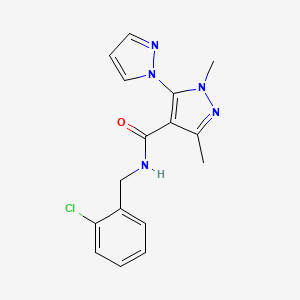 N-[(2-chlorophenyl)methyl]-1,3-dimethyl-5-pyrazol-1-ylpyrazole-4-carboxamide