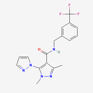 1,3-dimethyl-5-pyrazol-1-yl-N-[[3-(trifluoromethyl)phenyl]methyl]pyrazole-4-carboxamide