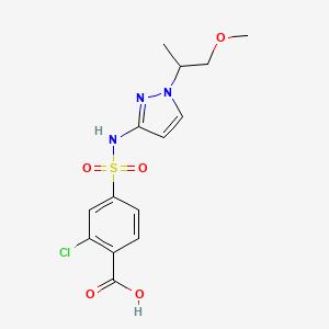 2-Chloro-4-[[1-(1-methoxypropan-2-yl)pyrazol-3-yl]sulfamoyl]benzoic acid